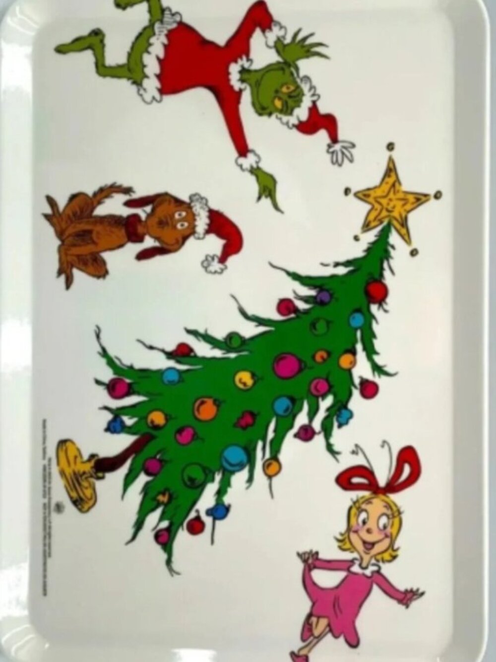DR SEUSS Whoville GRINCH CHRISTMAS Cookie Platter Tray 13.5X 9 MELAMINE Plates